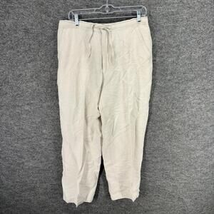 Cubavera Pants Men L Large Beige Mid Rise Flat Front Linen Pockets Chino Regular